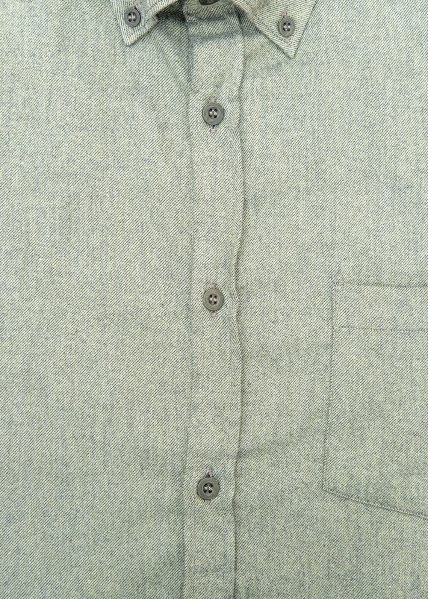 Sunspel Brushed Cotton Flannel Shirt in Sea Moss Melange