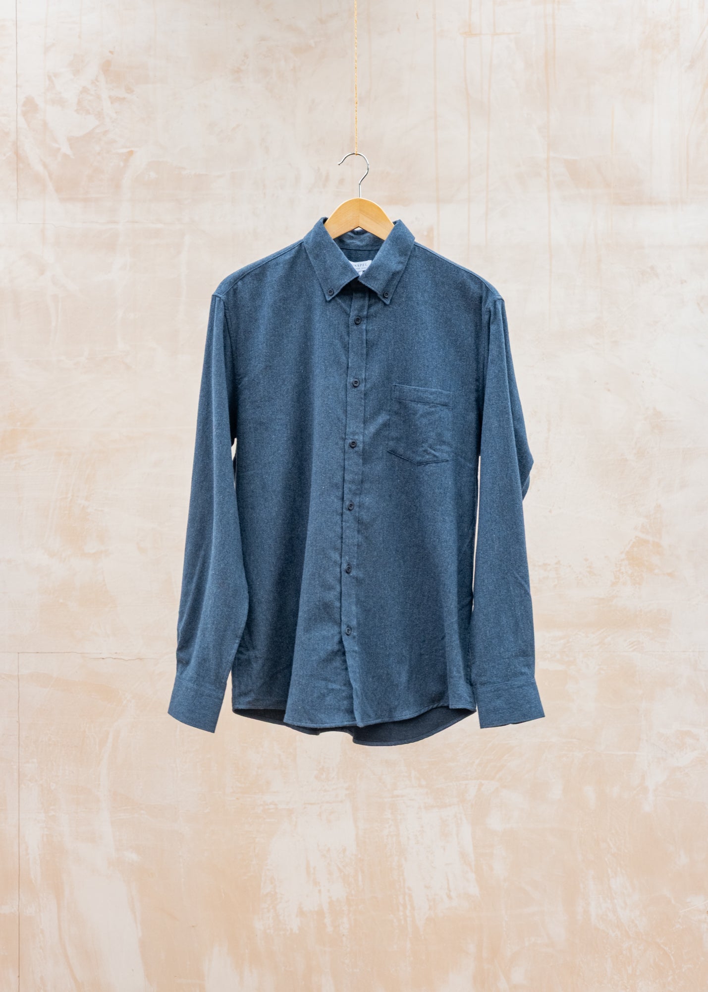 Brushed Cotton Flannel Shirt in Selvedge Blue Melange