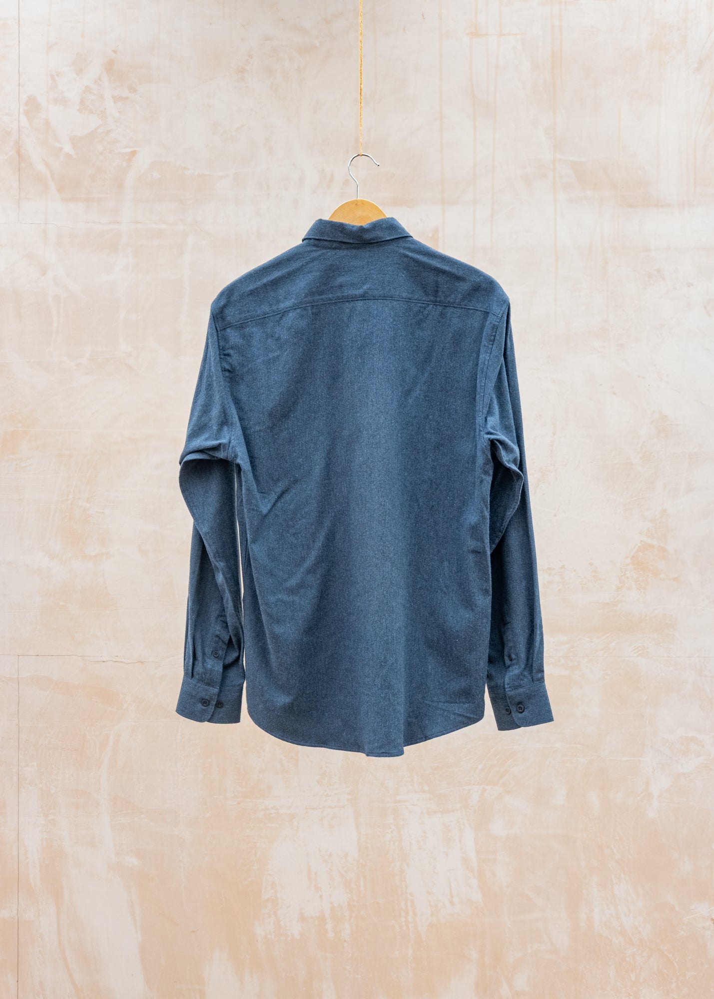 Sunspel Brushed Cotton Flannel Shirt in Selvedge Blue Melange