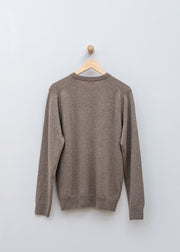 Sunspel Cashmere Crew Neck Jumper in Taupe