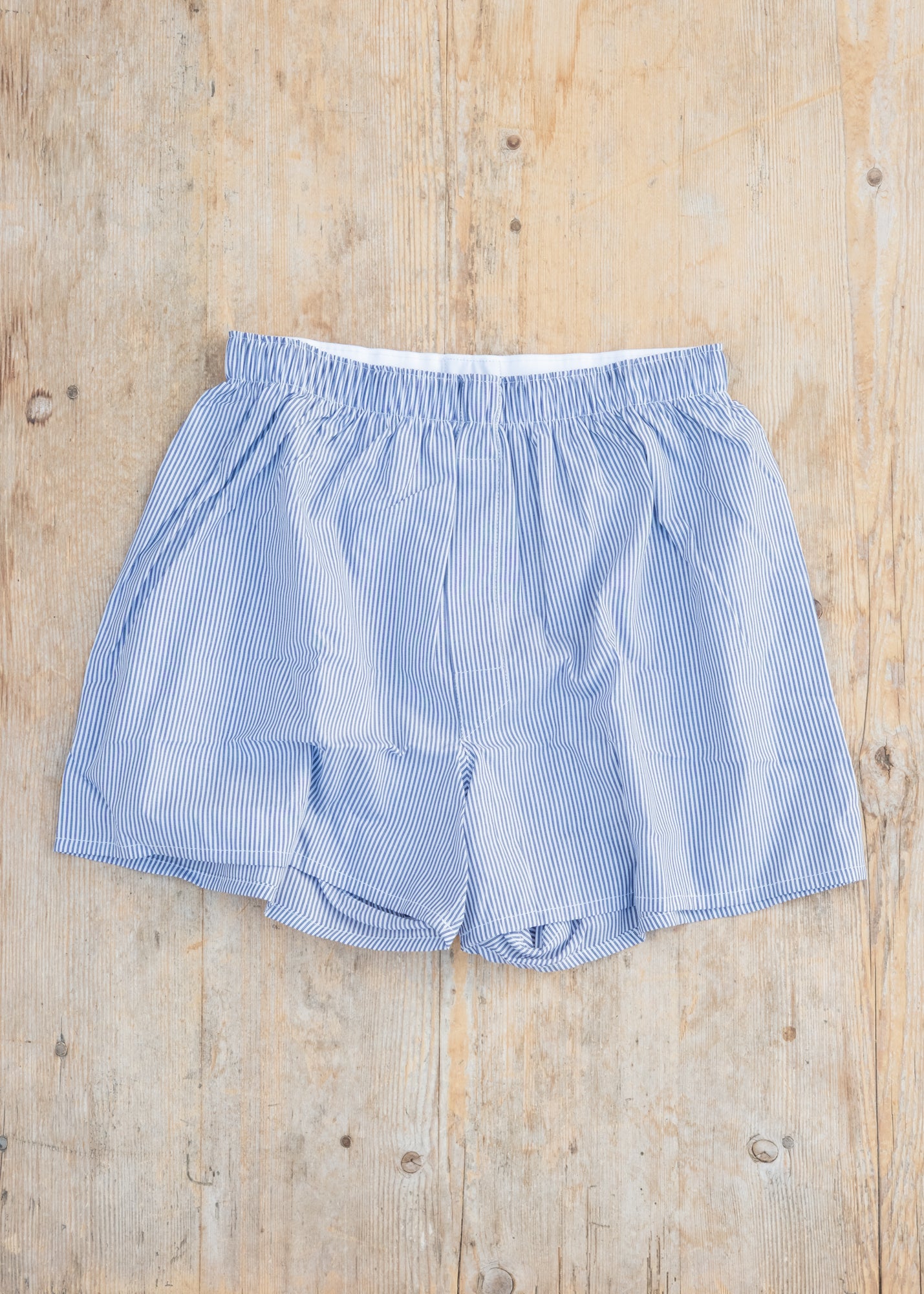 Classic Boxer Shorts in White, Navy and Light Blue Pinstripe