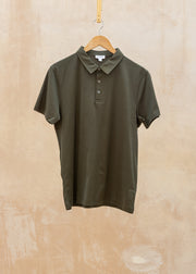Sunspel Classic Jersey Polo Shirt in Deep Olive