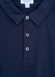 Sunspel Classic Jersey Polo Shirt in Navy