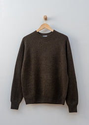 Sunspel Lambswool Crew Neck Jumper in Loden Twist
