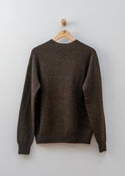 Sunspel Lambswool Crew Neck Jumper in Loden Twist