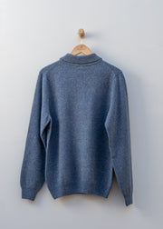 Sunspel Lambswool Polo Shirt in Denim Twist