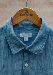 Sunspel Linen Shirt in Ink Blue