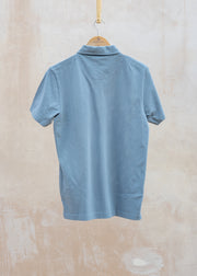 Sunspel Short Sleeved Riviera Polo Shirt in Stone Blue