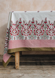Bungalow Jasmine Scarlet Tablecloth