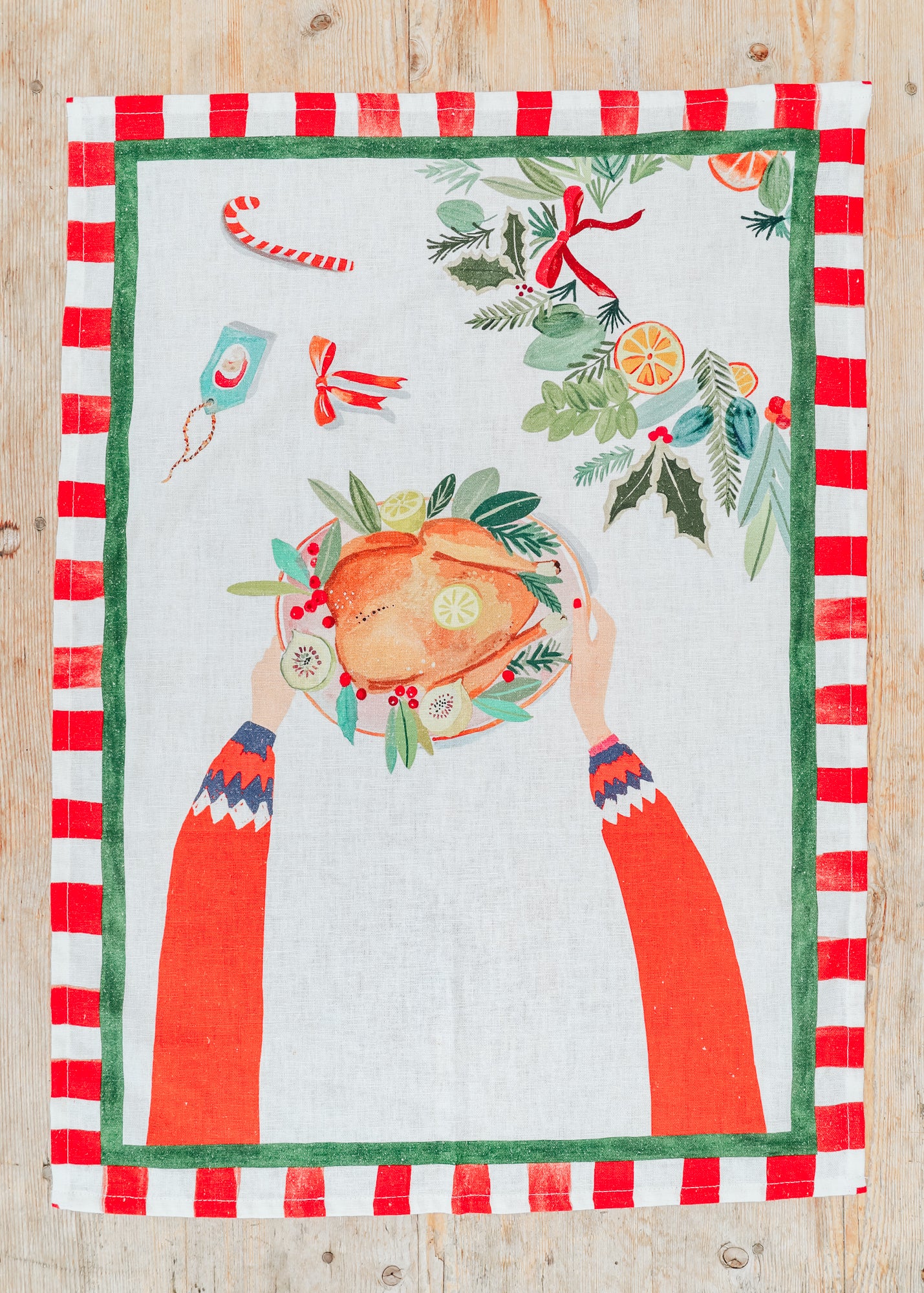 Kitchen Towel in Hands On Christmas Tacchino