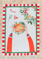 Kitchen Towel in Hands On Christmas Tacchino