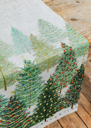 Tessitura Toscana Telerie Tablecloth Runner in Fairy Trees, 45x170cm
