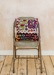 The Kilim Co. Small Kilim Cushion, Style B (Purple/Green Ikat style)