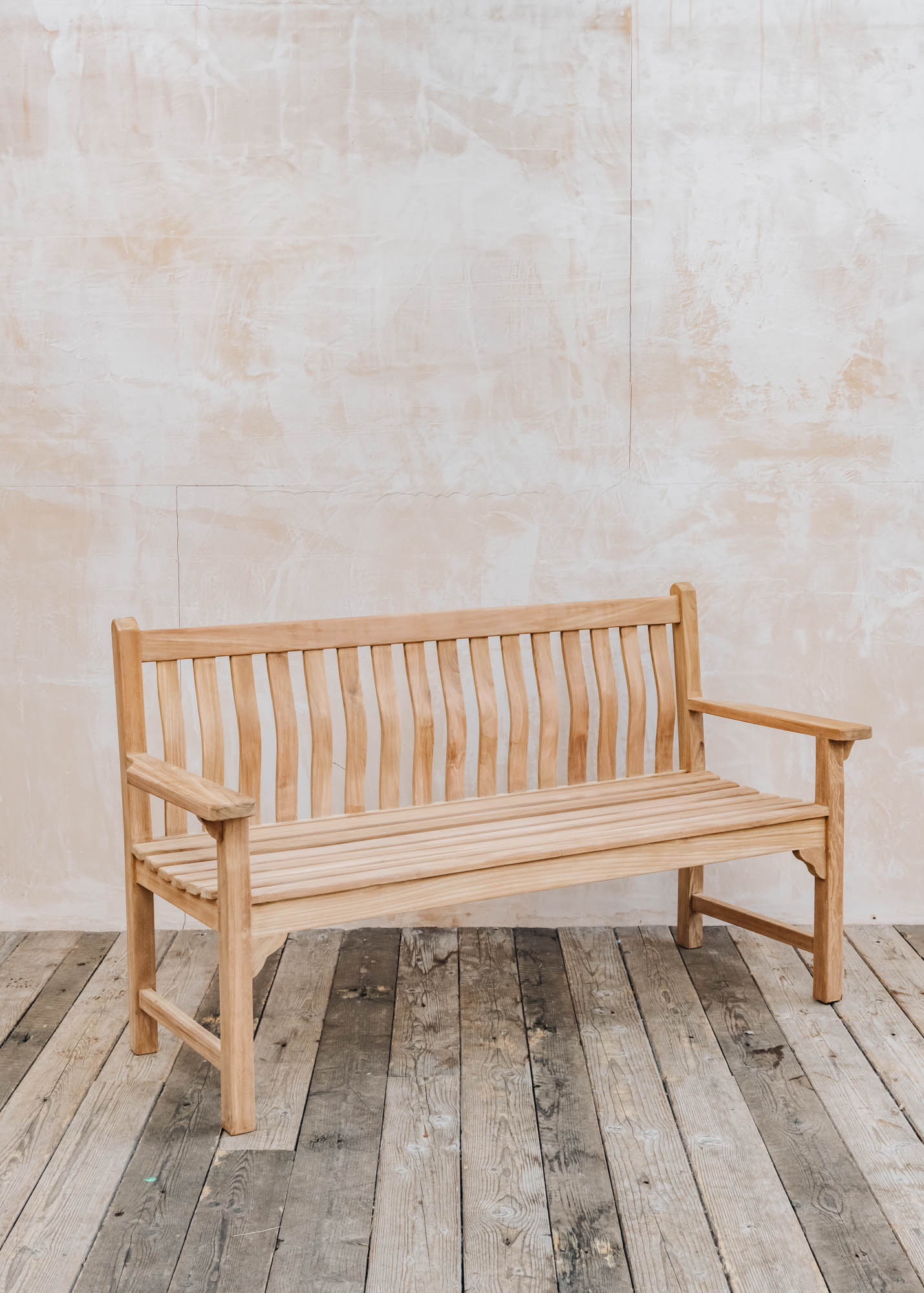 Bramblecrest Three Seater Curved Back Teak Bench