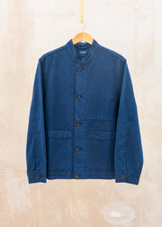 TOAST Garment Dyed Cotton Canvas Stand Collar Jacket in Uniform Blue