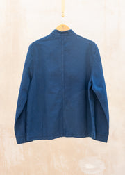 TOAST Garment Dyed Cotton Canvas Stand Collar Jacket in Uniform Blue