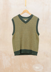 TOAST Fine Stripe Wool Cotton Tank in Green Multi