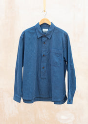 TOAST Railroad Stripe Cotton Shirt in Denim Blue