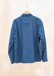 TOAST Railroad Stripe Cotton Shirt in Denim Blue
