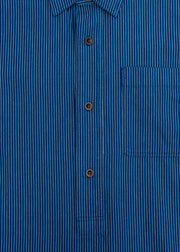 TOAST Railroad Stripe Cotton Shirt in Denim Blue