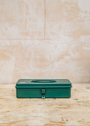 Trunk Shaped Tool Box with Catch in Antique Green