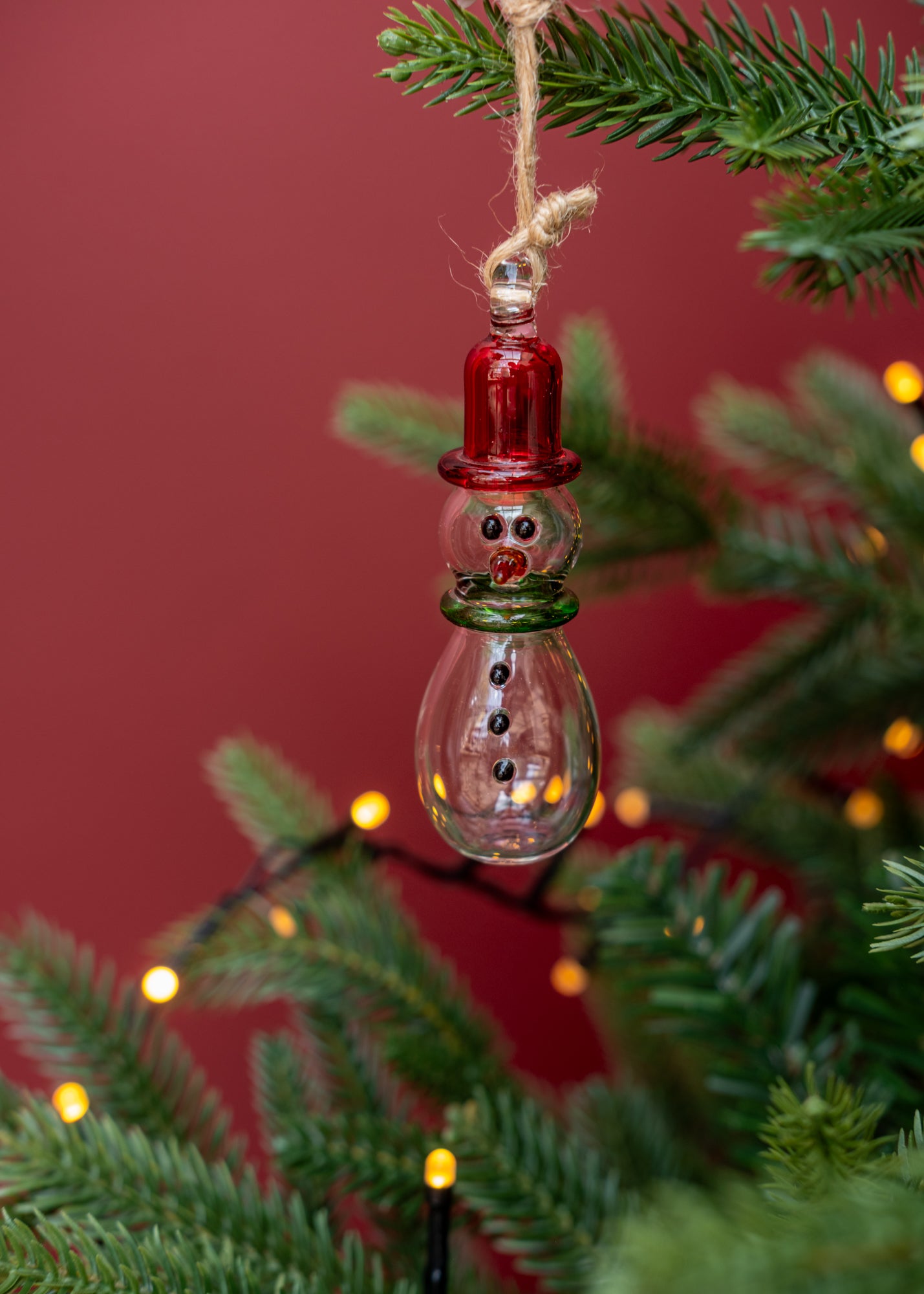 Snowman Bauble in Red