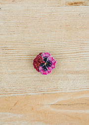 Rose Pansy Button Brooch