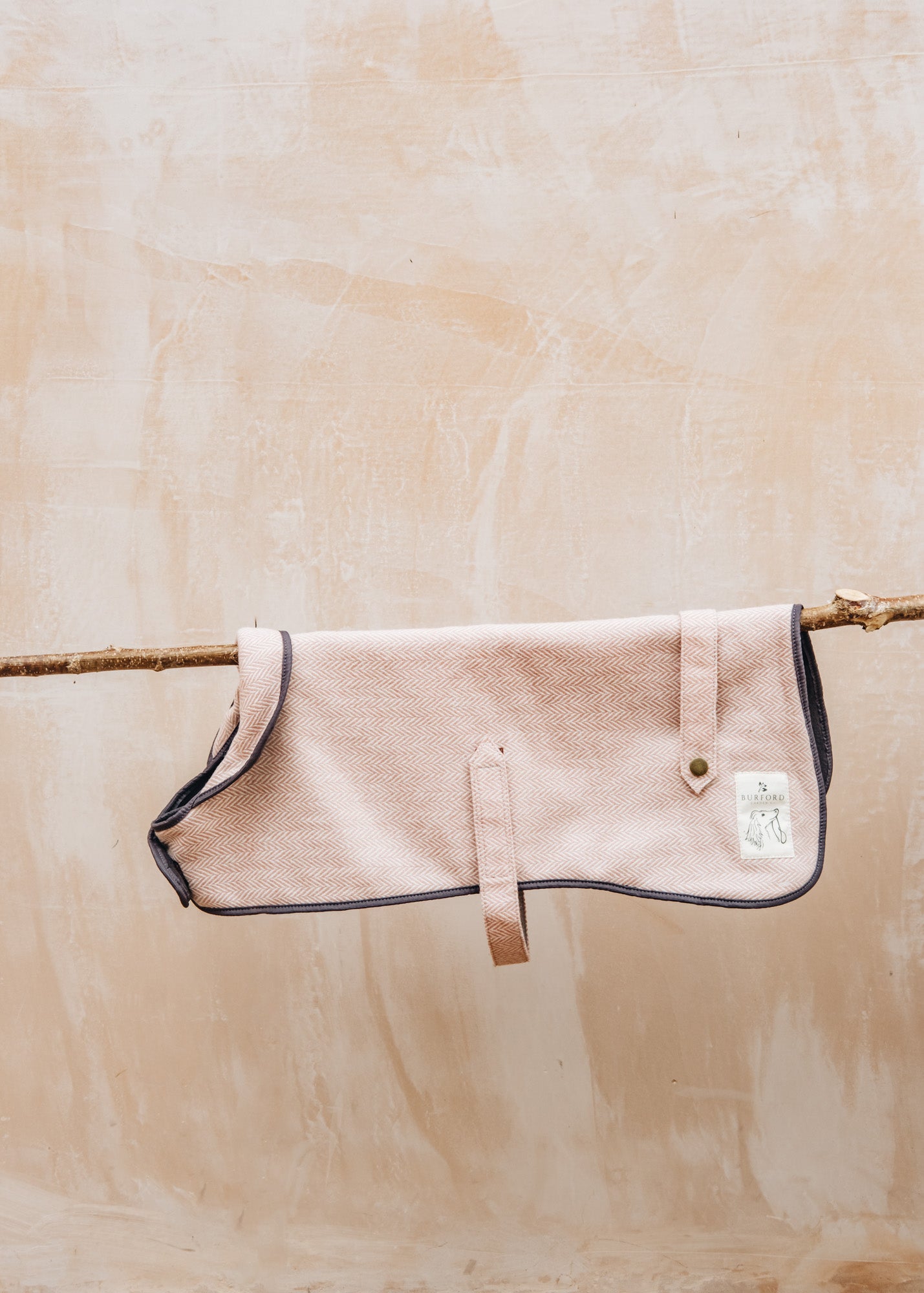 Green & Wild's Tweed Dog Coat in Herringbone Dusky Pink