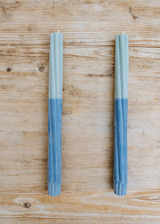 Twisted Dinner Candles in Striped Opaline and Saxe, pack of two
