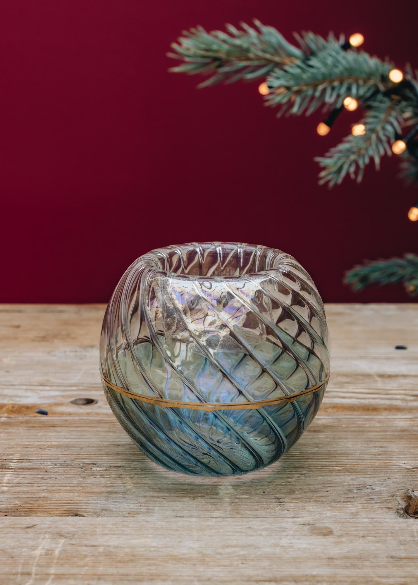 Treasure Tree Two Tone Votive Candle Holder in Green and Pearl