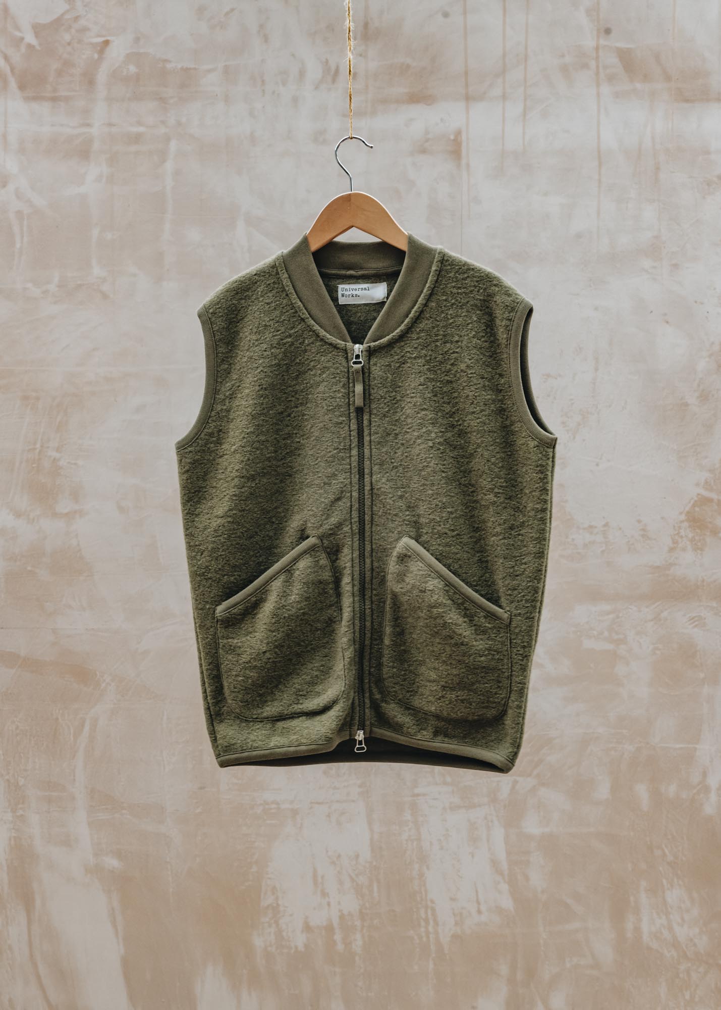 Wool Zip Waistcoast in Lovat Green