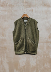 Wool Zip Waistcoast in Lovat Green