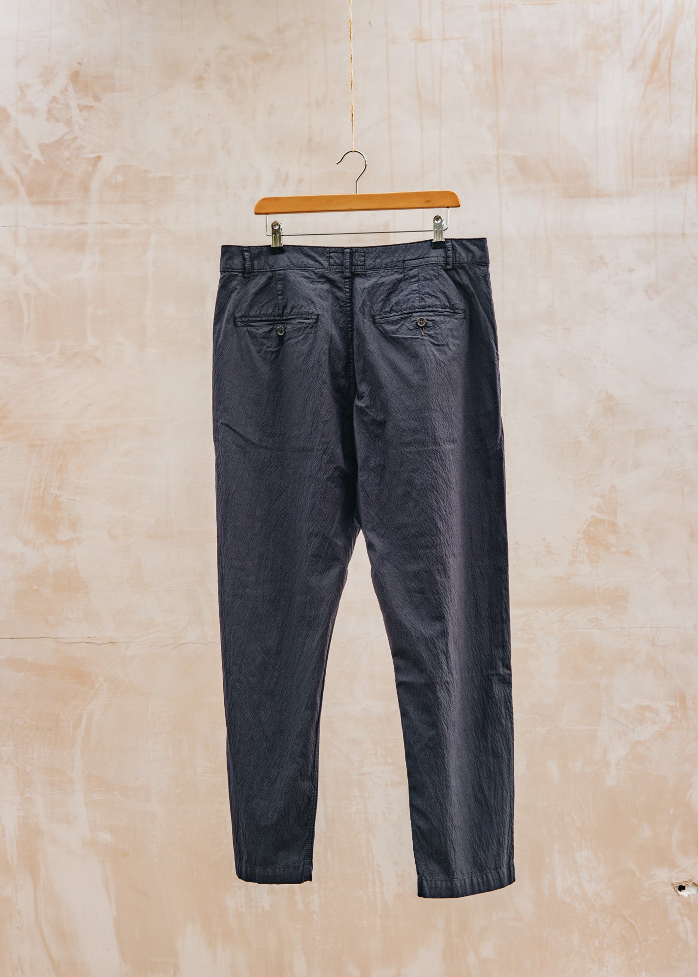 Universal Works Military Chinos in Seersucker Navy