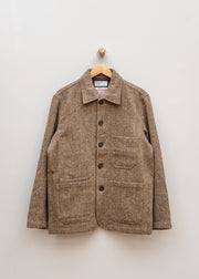 Universal Works Original Harris Tweed Bakers Jacket in Sand and Brown