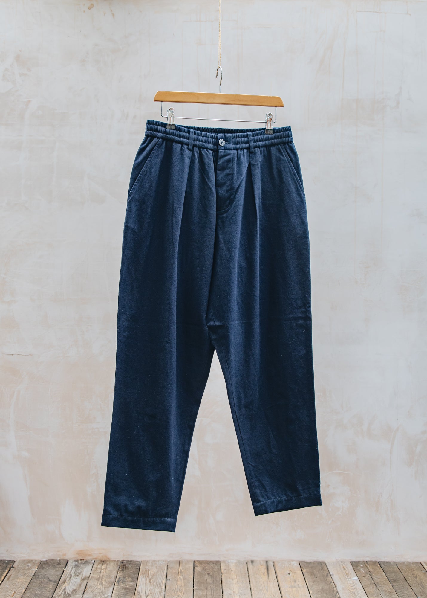 Red Wing Pleated Track Pants in Navy Brushed Moleskin