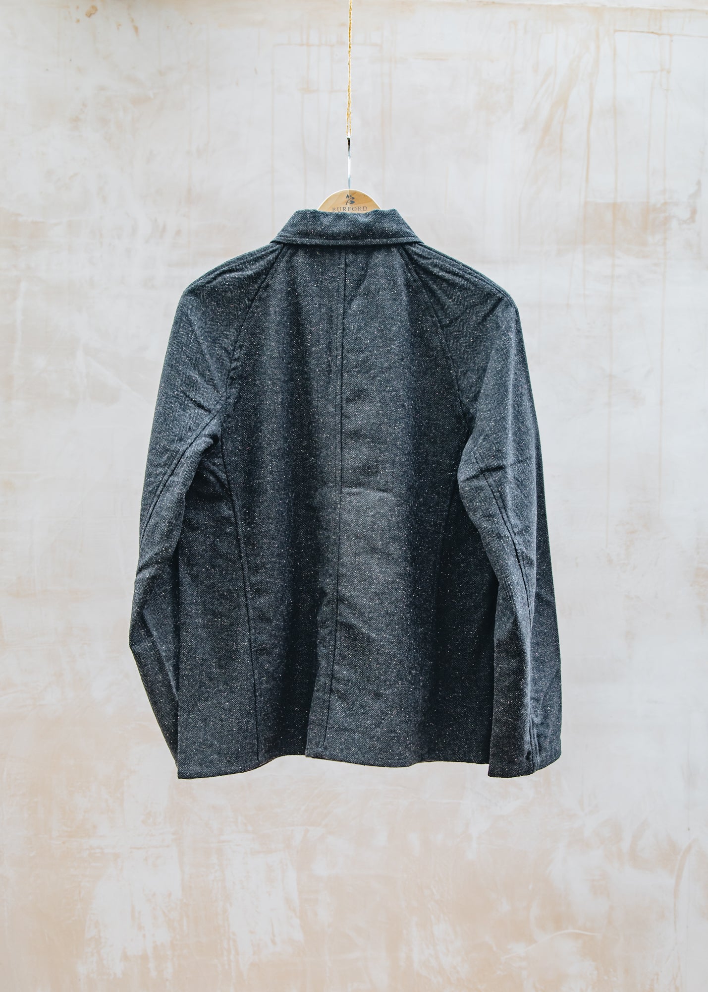 Universal Works Station Jacket in Black Salt N Pepper Tweed