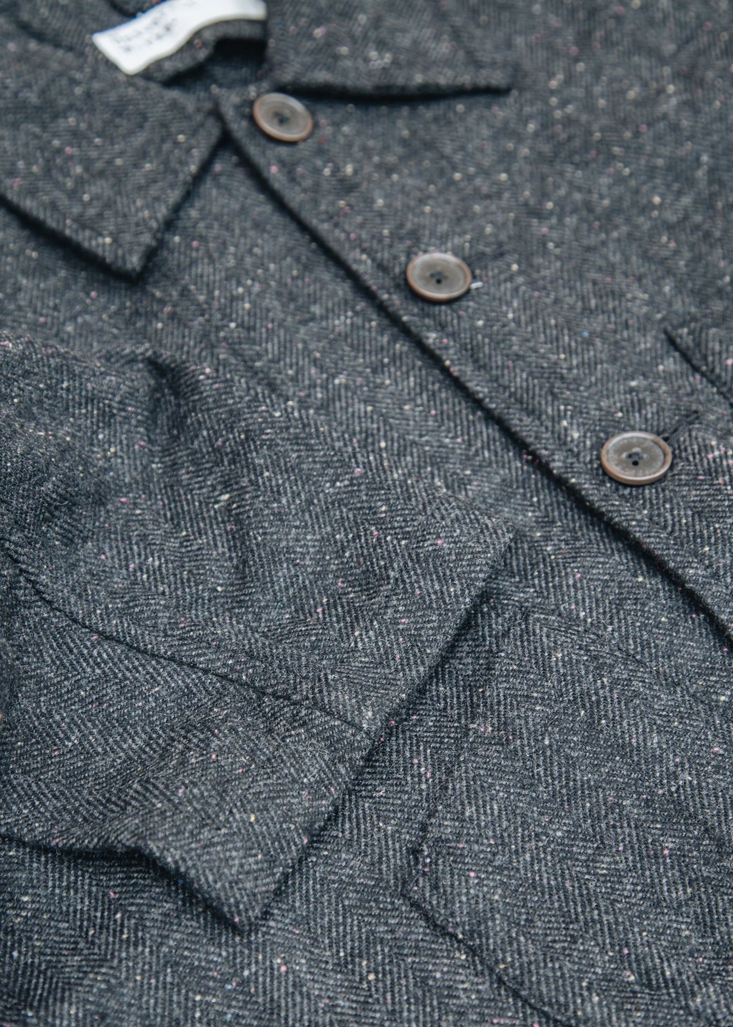 Universal Works Station Jacket in Black Salt N Pepper Tweed