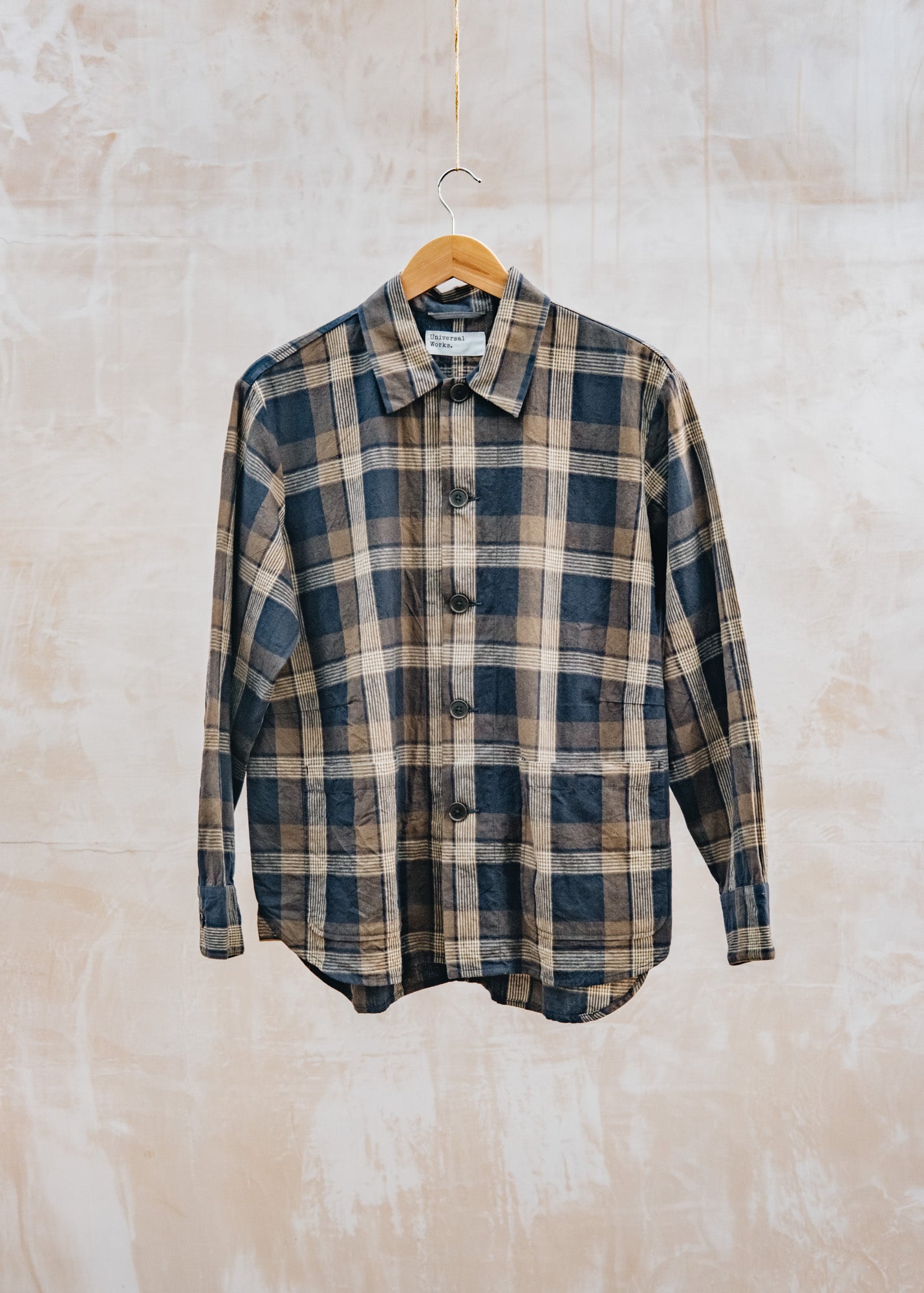 John Smedley Travail Overshirt in Navy and Brown