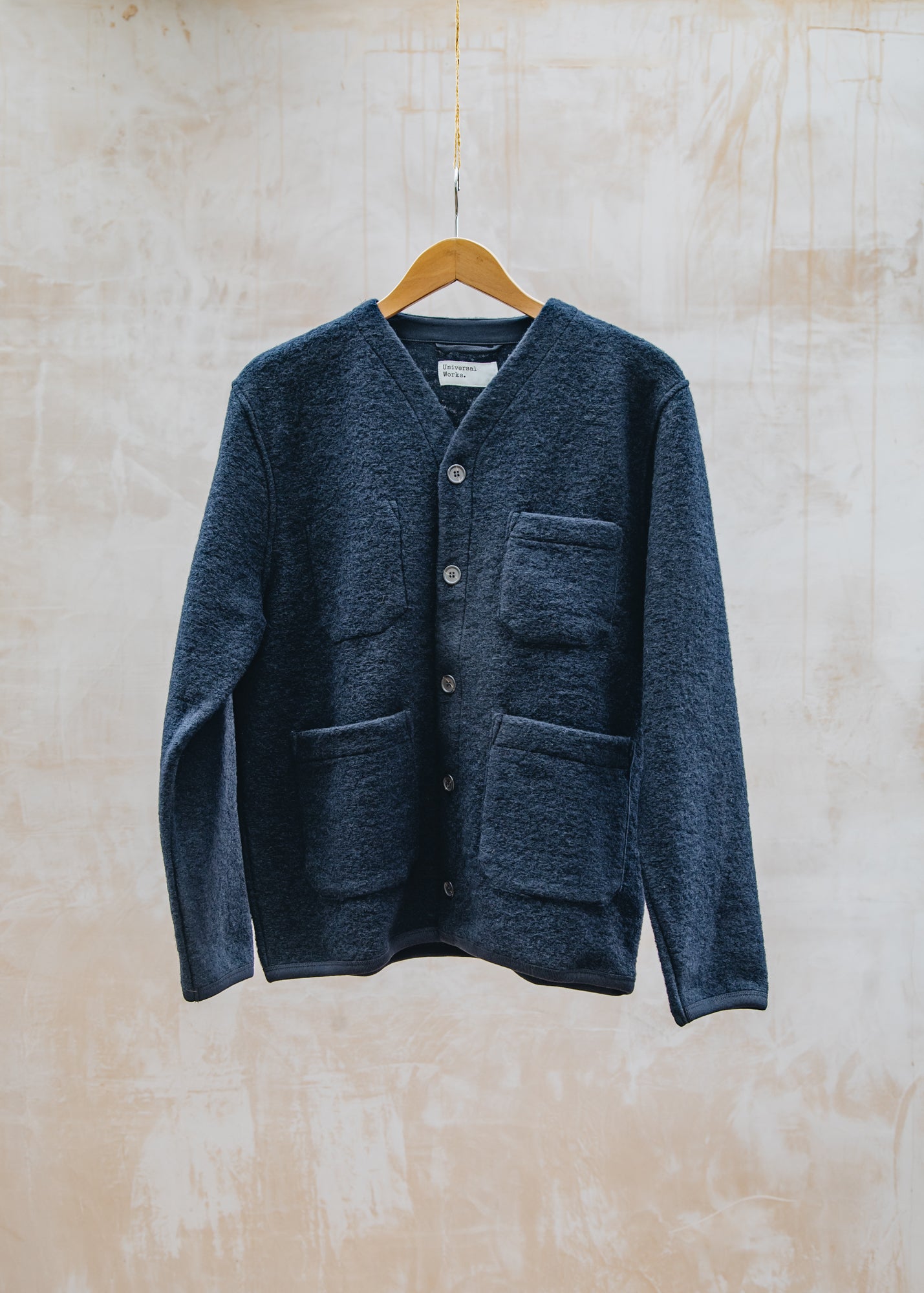 Red Wing Wool Fleece Cardigan in Navy