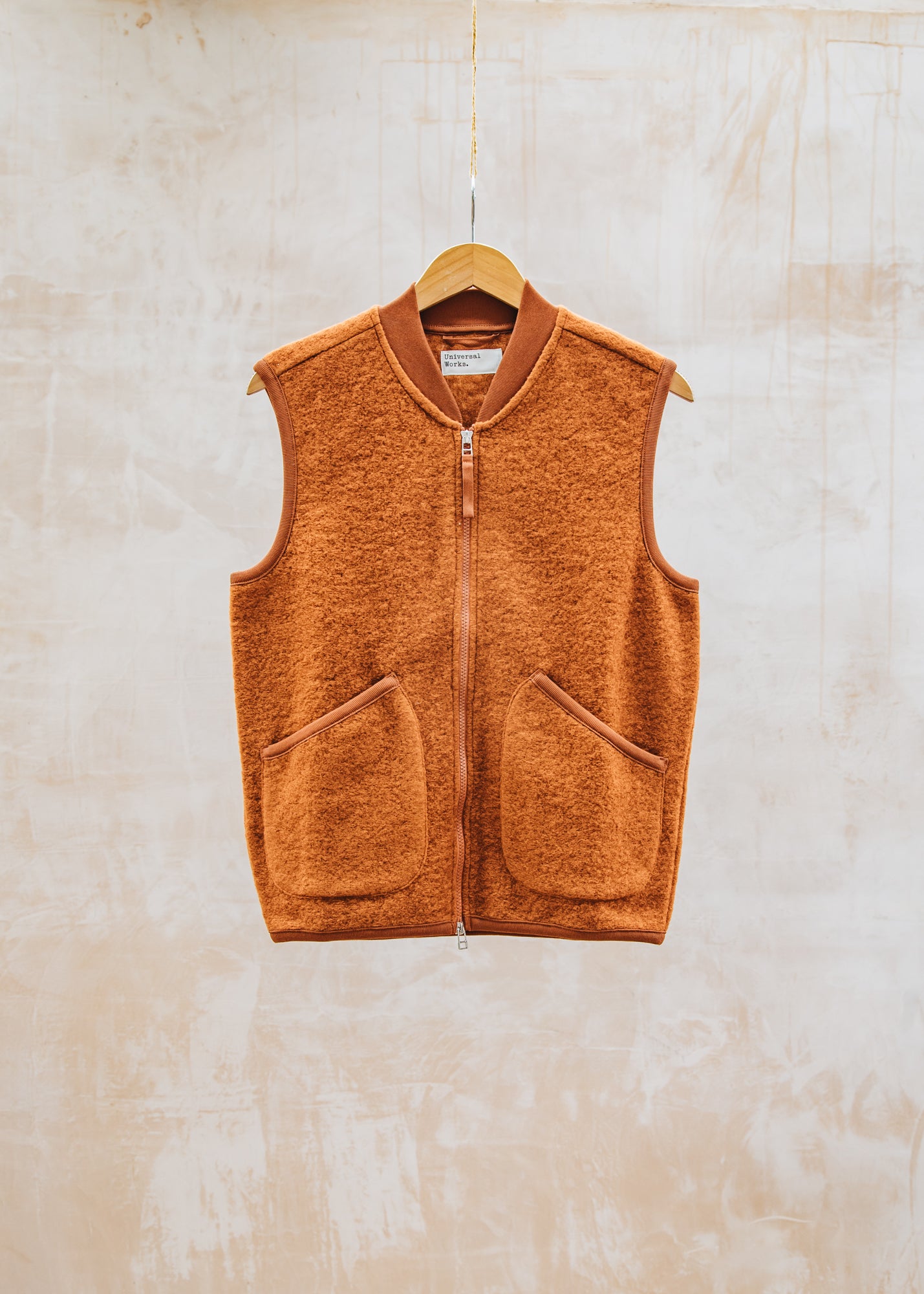 Red Wing Wool Fleece Zip Waistcoat in Rust