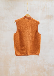 Universal Works Wool Fleece Zip Waistcoat in Rust