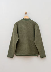 Universal Works Wool Fleece Zip Bomber Jacket in Olive