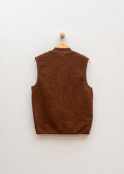 Universal Works Wool Fleece Zip Waistcoat in Cacao