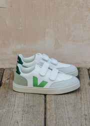 Veja Children's V-12 Trainers in White and Multico Clay