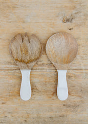 Books Mango Short Salad Servers in White