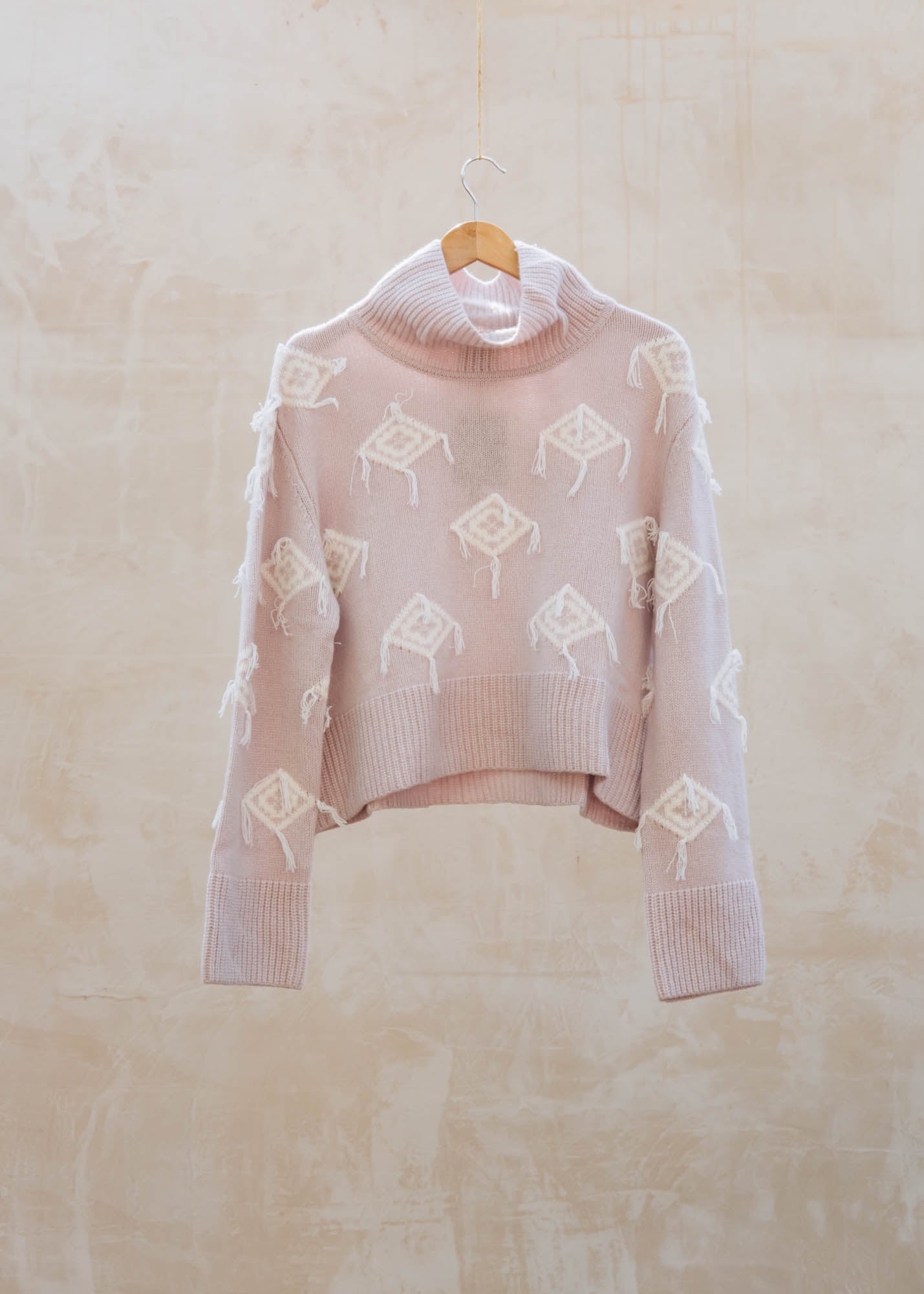 Erin High Neck Tassel Jumper in Dusky