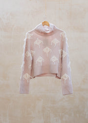 Erin High Neck Tassel Jumper in Dusky
