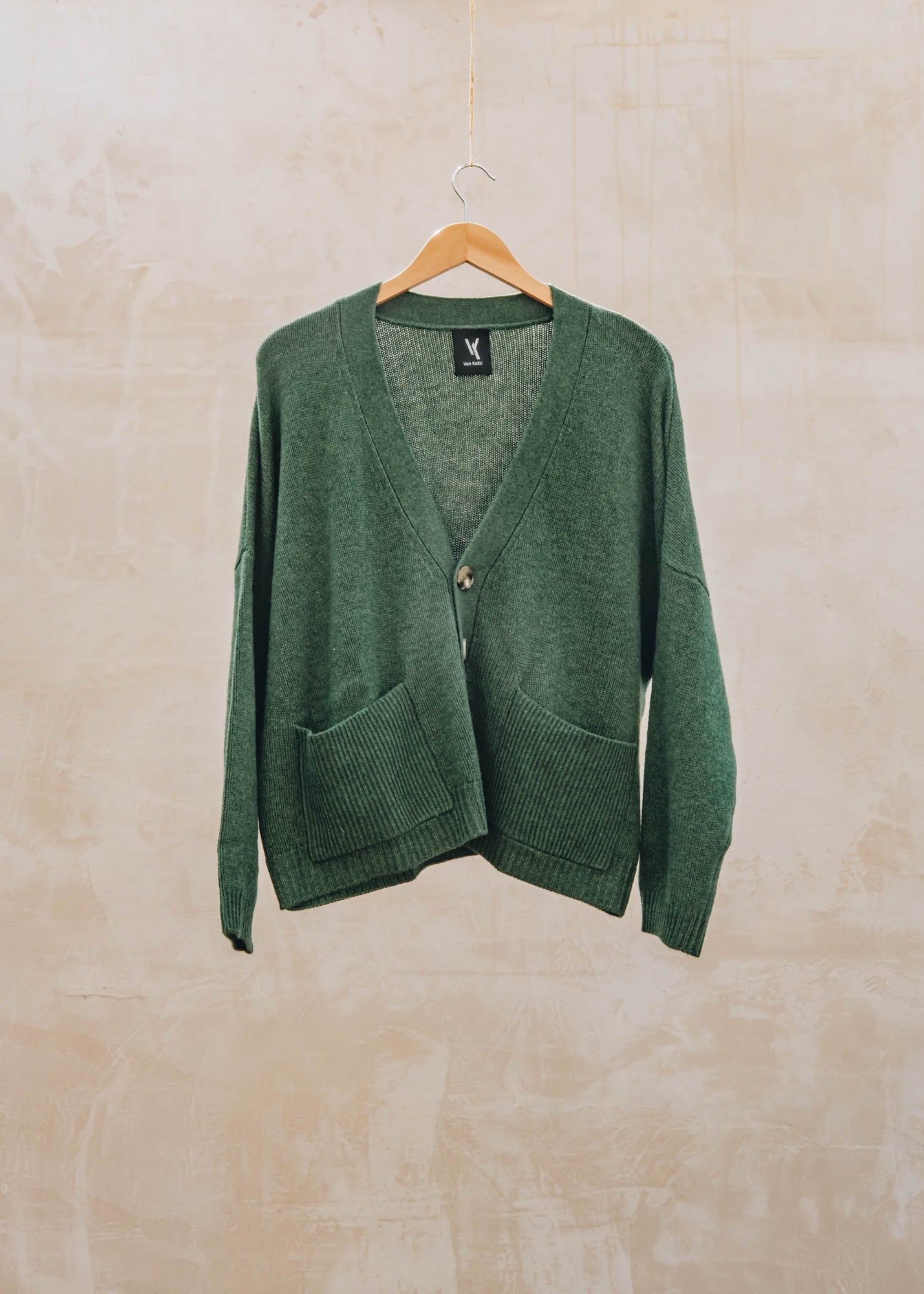 Luana Four Button V-Neck Cardigan in Misty Emerald