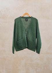 Luana Four Button V-Neck Cardigan in Misty Emerald