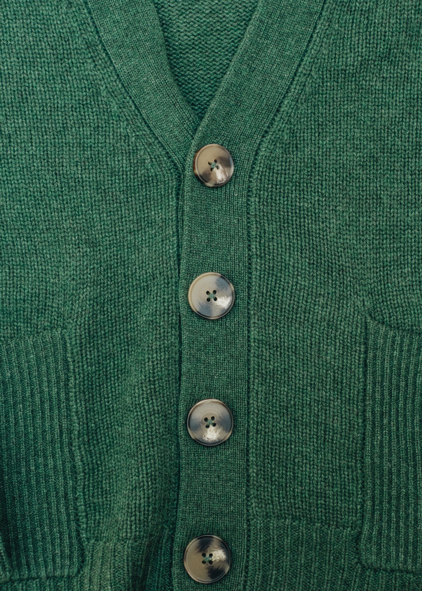 Van Kukil Luana Four Button V-Neck Cardigan in Misty Emerald